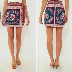 Farm Rio Ainika Charm Overlapped Denim Mini Skirt Size M 28 NWT